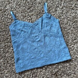 Liz and Sara Blush Blue Mesh Tank